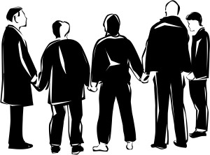 Prayer Group in Black and White