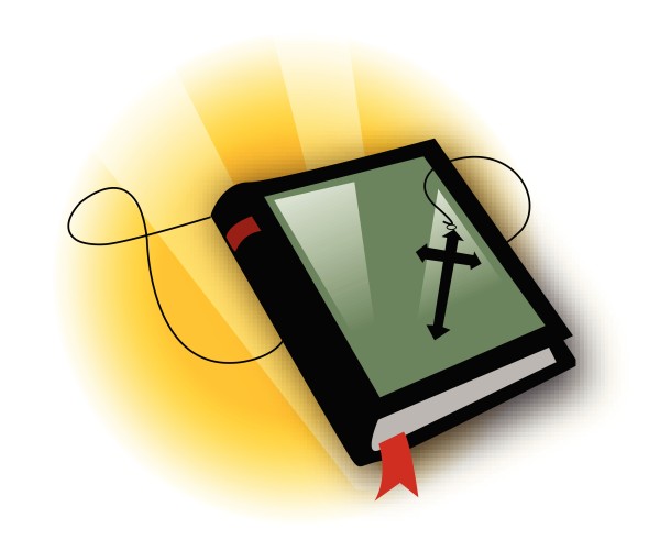 Bible with Cross Necklace and Rays