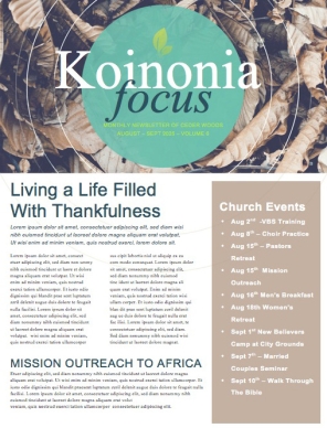 Starting Over Religious Newsletter
