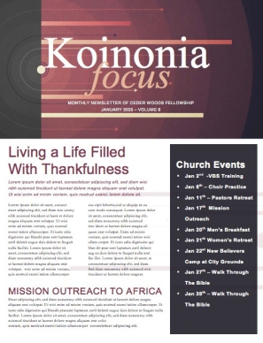 Reset for the New Year Church Newsletter