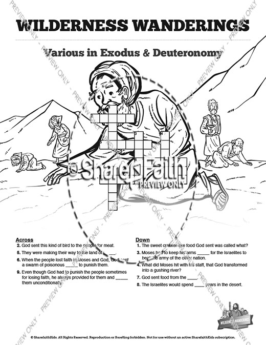 40 Years In The Wilderness Sunday School Crossword Puzzles