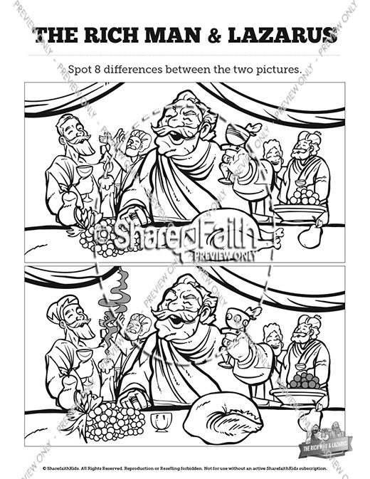 Luke 16 Lazarus and the Rich Man Kids Spot The Difference