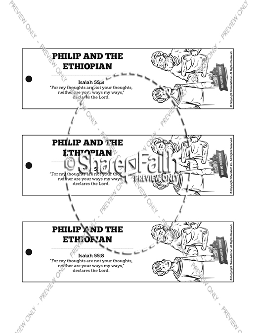 Acts 8 Philip and the Ethiopian Bible Bookmarks