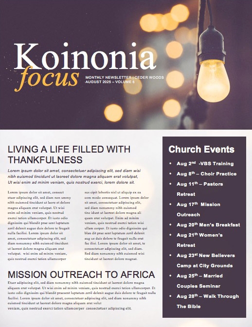 Be The Light Church Newsletter Template