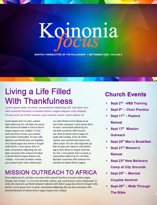 Fall Ministry Church Newsletter Template