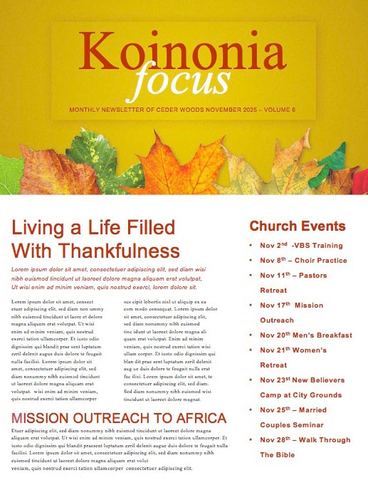 Fall Back Daylight Saving Time Church Newsletter