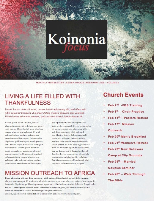 Trusting God Church Newsletter Template