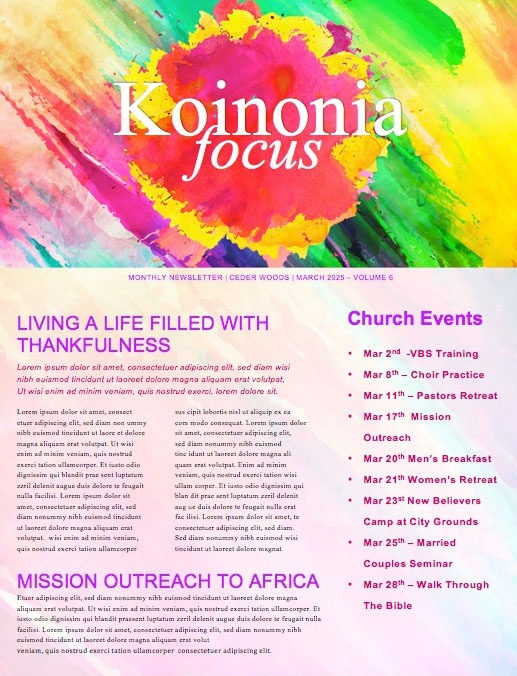Easter Paint Splash Church Newsletter
