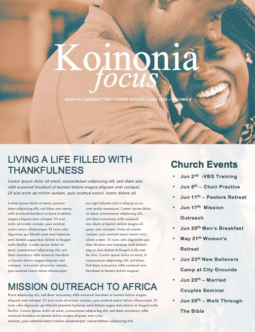 Authentic Manhood Church Newsletter