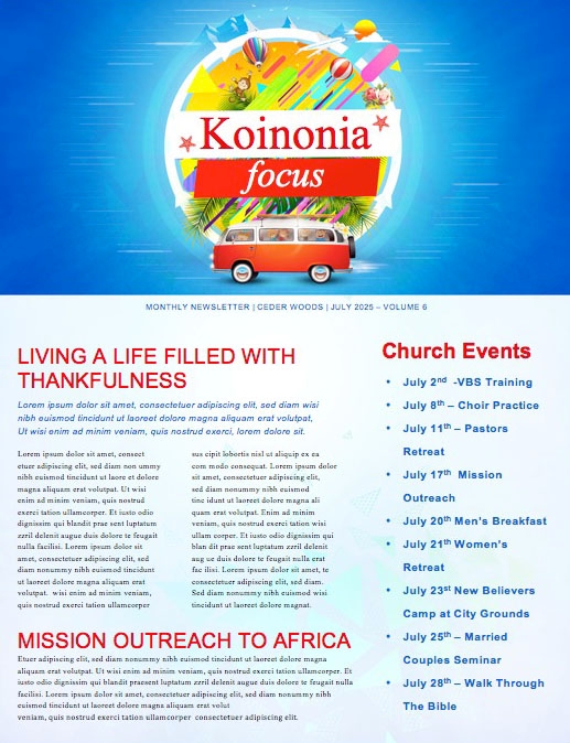 Church Vacation Bible School Newsletter