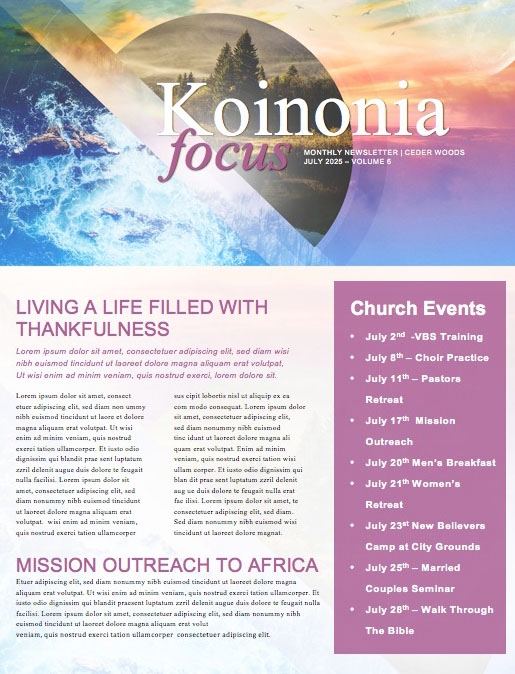 Holy Living Church Newsletter Template