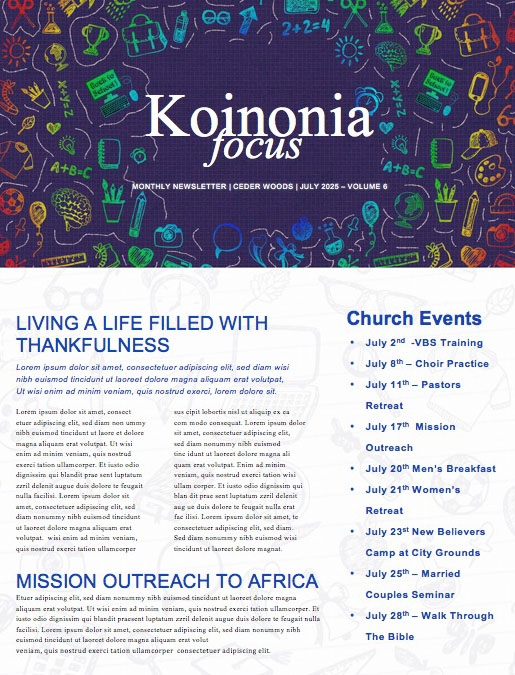 Back To School Church Newsletter Template