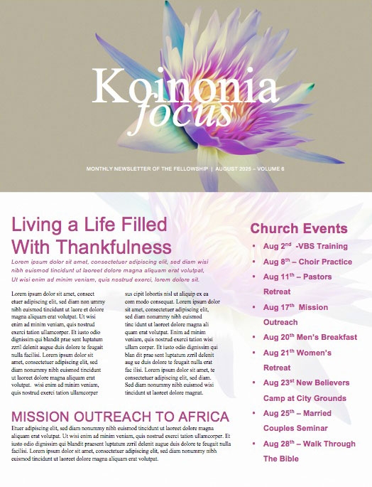 Generosity Sermon Series Newsletter Template