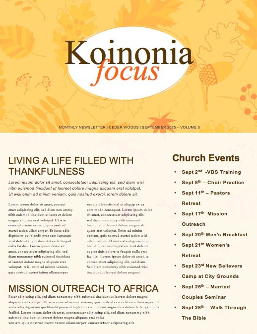 Harvest Party Church Newsletter Template