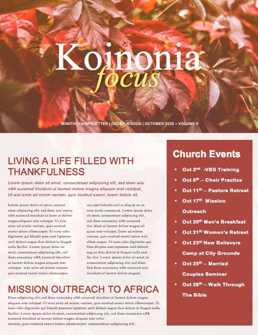 Thankful to God Thanksgiving Newsletter Template