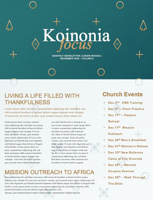 Glory To God In The Highest Christmas Newsletter