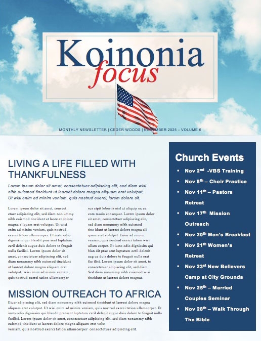 Veterans Day American Flag Newsletter