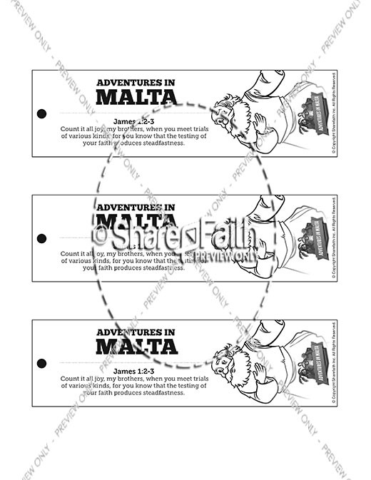 Acts 28 Adventures in Malta Bible Bookmarks