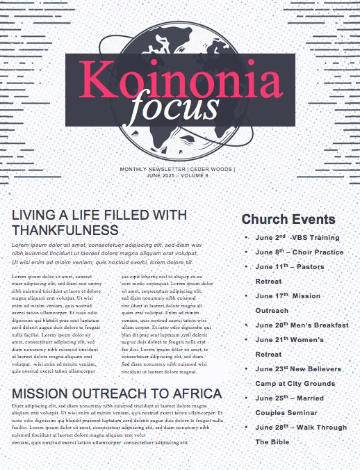 Missions Sunday Church Service Newsletter