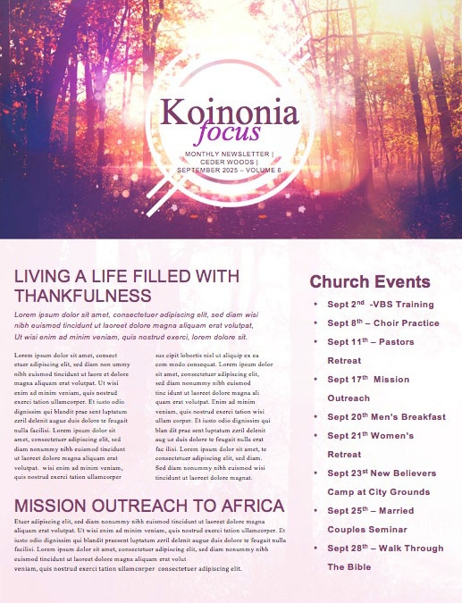 Fall Welcome Church Newsletter Template