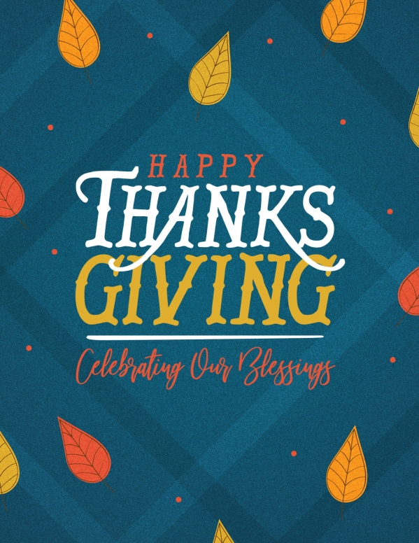 Celebrating Our Blessings Thanksgiving Church Flyer