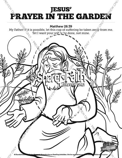 Matthew 26 Prayer in the Garden Sunday School Coloring Pages
