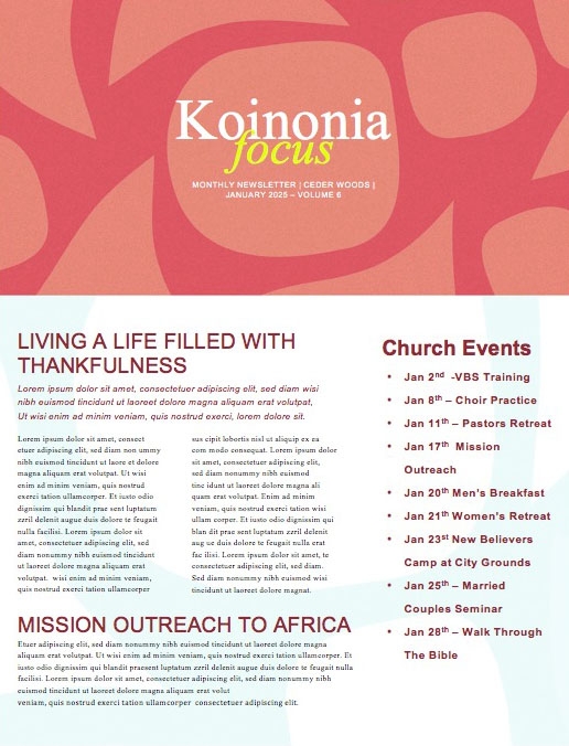 Child Dedication Church Newsletter
