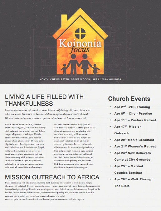 Family Matters House Church Newsletter