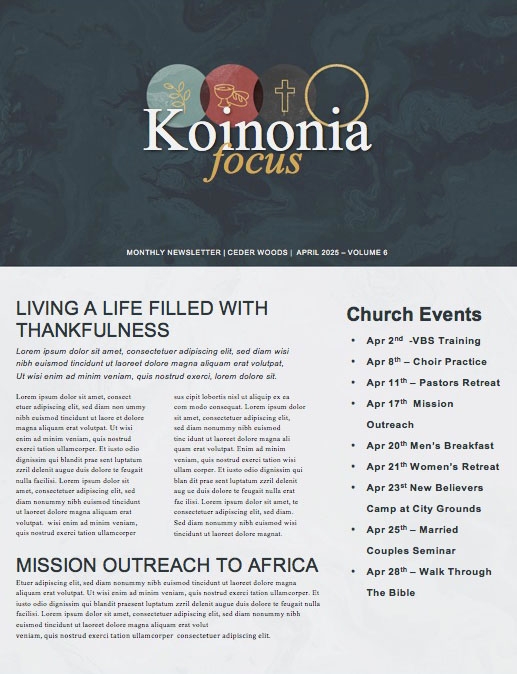 Holy Week Marble Church Newsletter