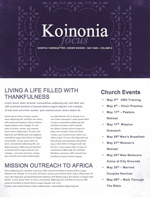 Cinco De Mayo Purple Church Newsletter