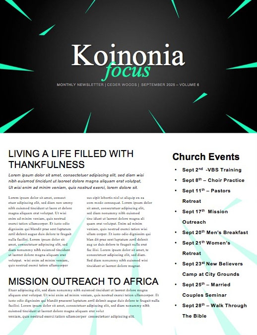 Kick Off Sunday Green Church Newsletter