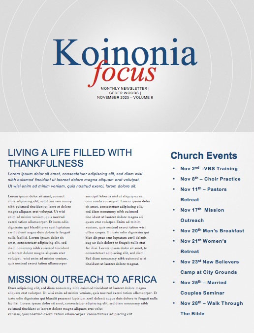 Veteran's Day Soldier Church Newsletter