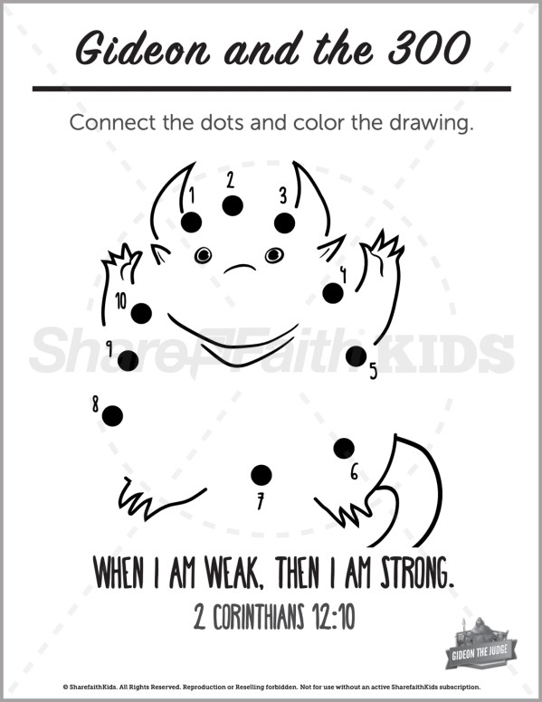 Judges 6 Gideon and the 300 Preschool Dot to Dot
