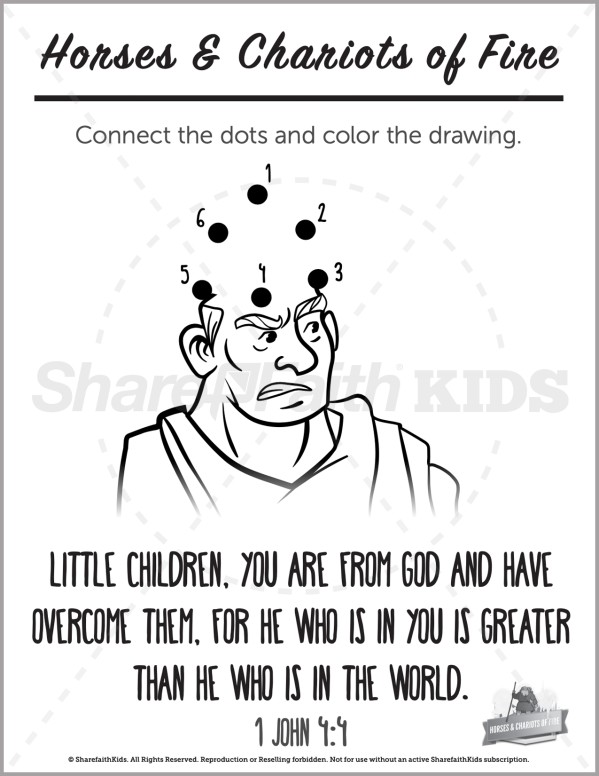 2 Kings 6 Horses and Chariots of Fire Preschool Dot to Dot