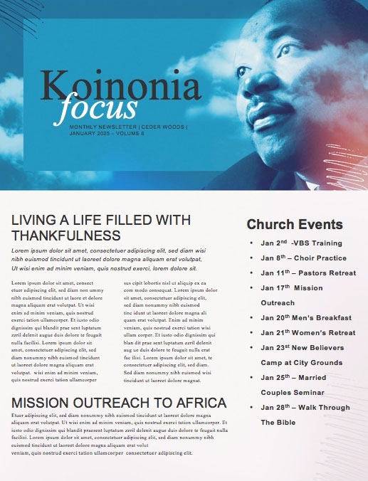 MLK Day Dream Church Newsletter