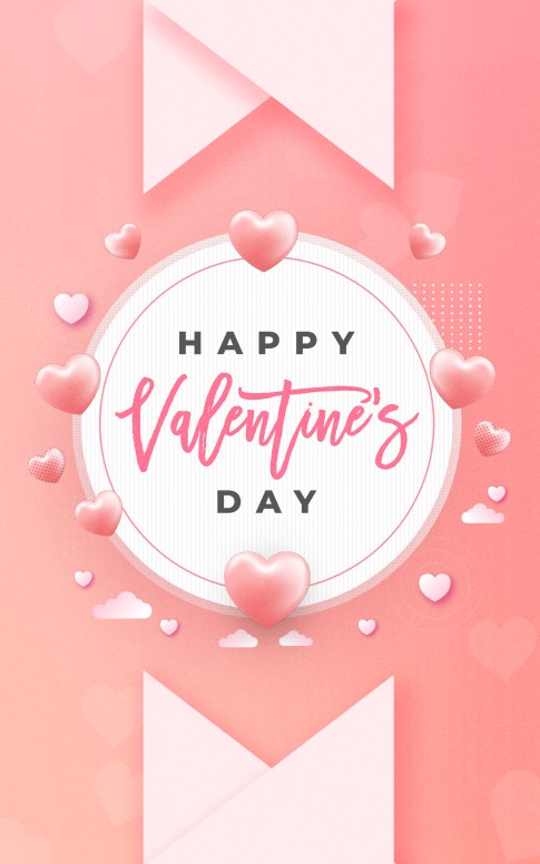 Valentine's Day Pink Church Bifold Bulletin