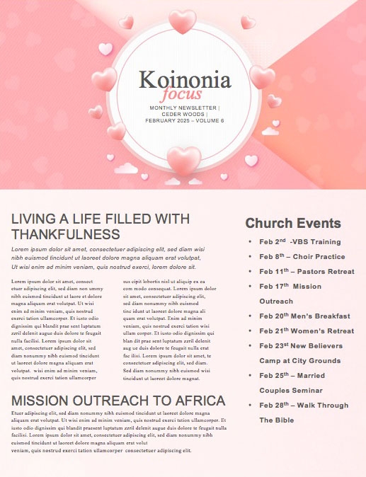Valentine's Day Pink Church Newsletter