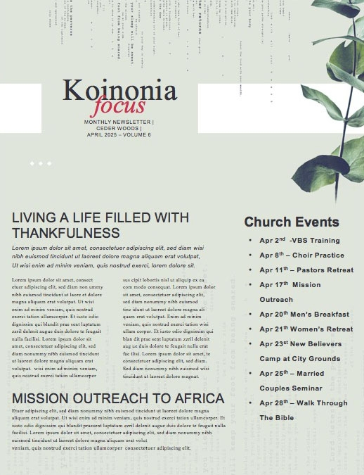 Words To Live By Church Newsletter