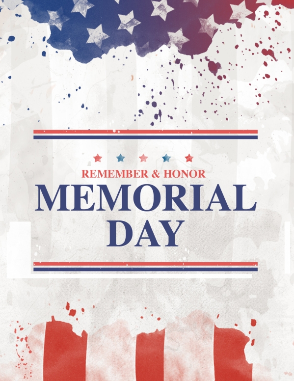 Memorial Day Flag Church Flyer