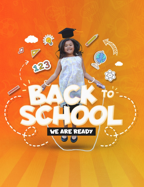 Back To School Orange Church Flyer
