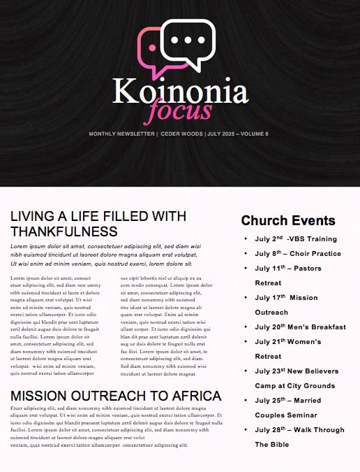 Let's talk Church Newsletter
