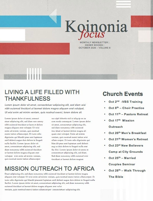 Veteran's Day Service Church Newsletter