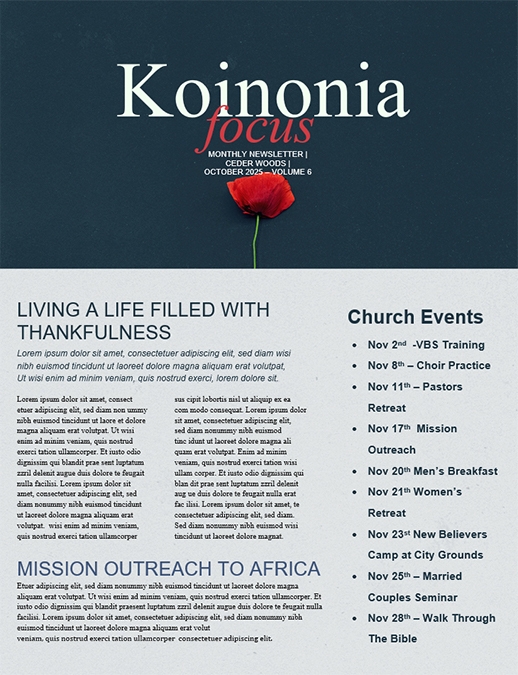 Lest We Forget Church Newsletter