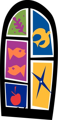 Colorful Stained Glass Window with Christian symbols