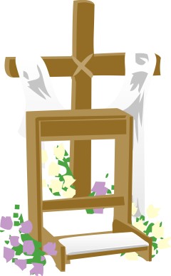 Prayer Bench with Cross Image