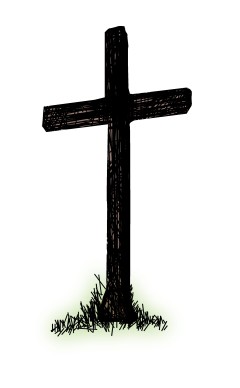 Brown Cross with Green Grass