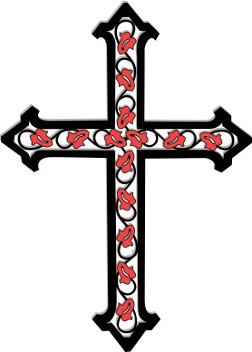 Crosss with Vines and Red Flowers