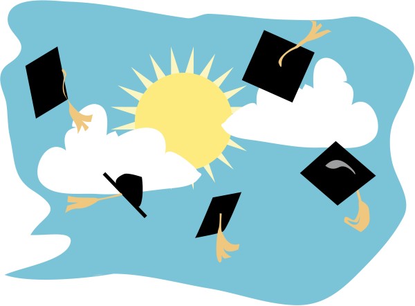 Graduation Caps in the Air