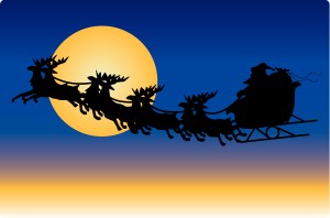 Santas Reindeer Over the Moon