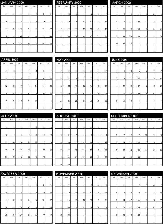 Full Year 2009 Calendar